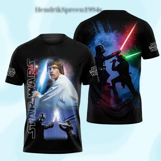 Star Wars Luke Skywalker 3D Shirt, Darth Vader Tee, Lightsaber Duel Shirt, Gift for Star Wars Fans