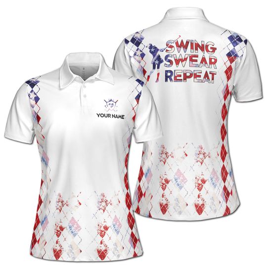 Custom Name America Argyle Swing Swe Repeat Women Sleeveless Polo