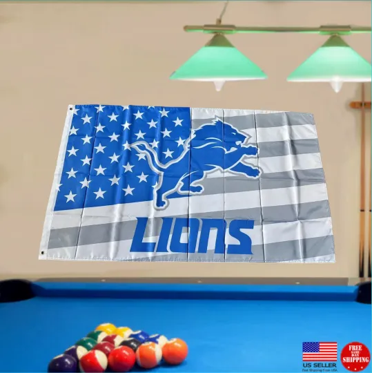Detroit Man Cave Flag Banner Retro Football Tailgating USA Flags, Gift for Fan