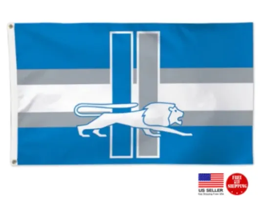 Detroit Man Cave Flag Banner Retro Football Tailgating USA Flags, Gift for Fan