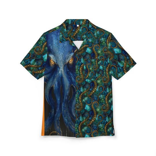 Octopus Hawaiian Shirt Unisex Kraken Shirt Blue Octopus Top Cthulhu Shirt