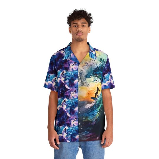 Hawaiian Shirt, Beach Vibes Men's Surfer Shirt, Salt Water Lover Top, Gnarly Surfing Tee