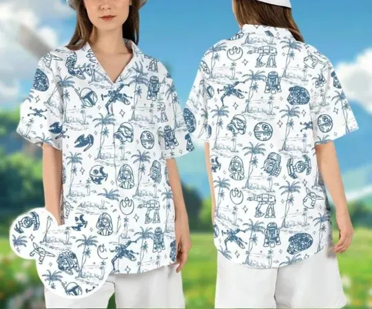 Star Wars Hawaiian Shirt, Galaxy's Edge Button Shirt, Disneyland Summer Beach Shirt, Darth Vader Aloha Shirts For Men And Women