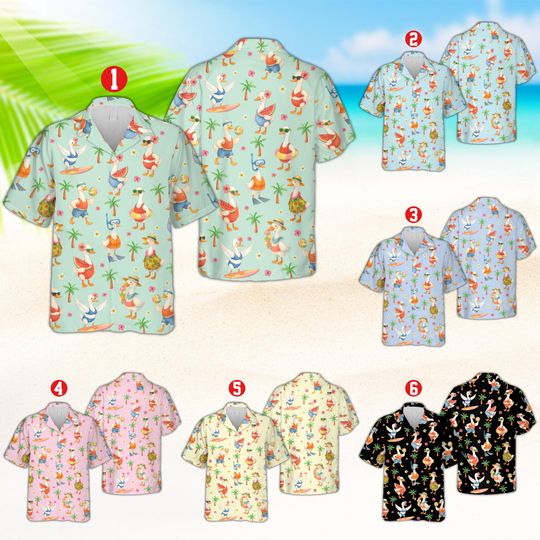 Funny Silly Goose Hawaiian Shirt, Tropical Beach Button Shirt, Retro Summer Vacation Shirt