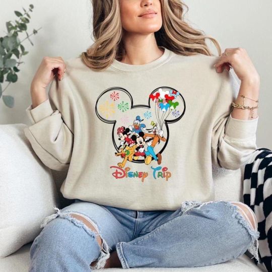Disney Trip Sweatshirt, Mickey and Friends Disney Sweater, Mickey Head Disney, Kids Disney Sweatshirt, Disney Balloons Sweatshirt