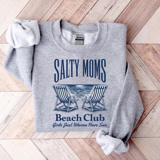 Salty Moms Beach Club Sweatshirt, Soociial Clubb Sweatshirt, Summer Lover Mom, Beach Lover Sweater, Cute Beach Mom Sweatshirt, Mom Gift