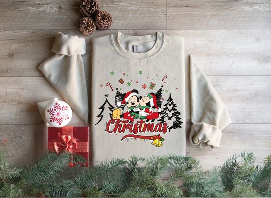 Minnie Mickey Merry Christmas Sweatshirt, Disney Christmas Sweatshirt, Christmas Family Hoodies, Disneyland Christmas