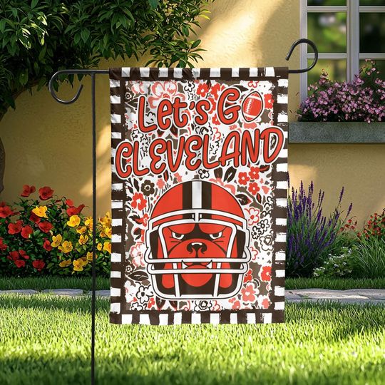 Let's Go Cleveland Garden Flag | Mascot Garden Flag | Team Yard Decor