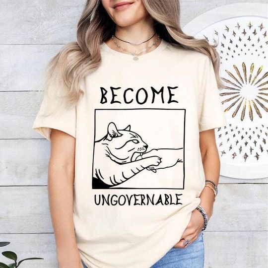 Become Ungovernable Black Cat Biting Hand T-Shirt