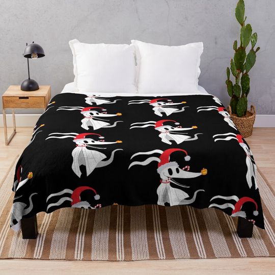 the nightmare before christmas santa hat zero Throw Blanket