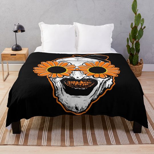 Sunflower Sunglasses Horror Clown Movie Art Terrifier 2 Throw Blanket