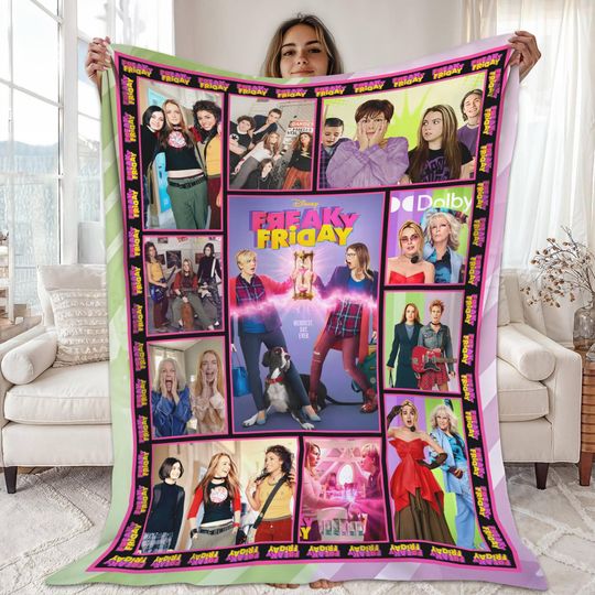 Freaky Friday Movie Blanket, Pink Slip Blanket, Vintage Movie Inspired Gift, Freaky Friday Band Lover Gift, Rock Band Collage Blanket
