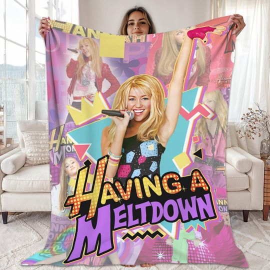 Hannah Montana Having A Meltdown Blanket, Hannah Montana Blanket, Teen Pop Star Bedding Gift for Fans, Movie Nights, Soft Comforter