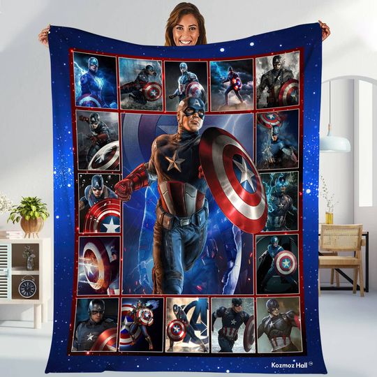 Captain America Civil War Blanket | Steve Rogers Captain America Blanket | Avengers Team Superhero Blanket for Bed Couch Sofa