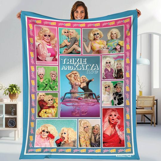 Trixie & Katya Fleece Blanket | Trixie Katya Blanket | Trixie Mattel Drag Race Fleece Blanket Blanket for Bed Couch Sofa