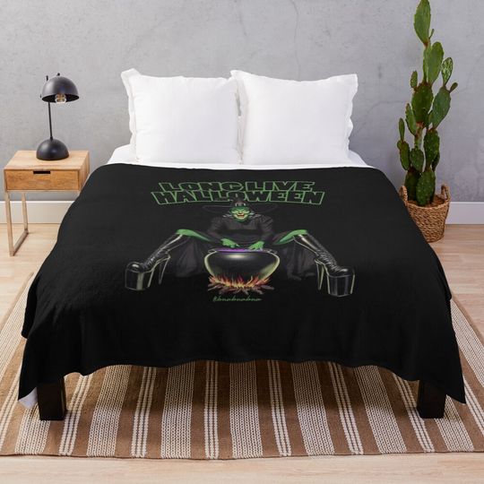 Long Live Halloween - Vintage - Witch Throw Blanket
