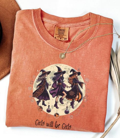 Comfort Colors Girls Will Be Girls Shirt, Girls Will Be Girls Halloween Tee