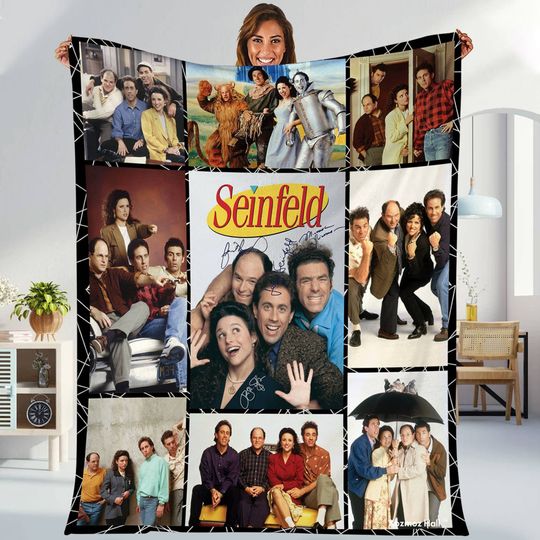 Seinfeld Fleece Blanket | Kramer Elaine Benes George Costanza Blanket | Seinfeld Sitcom Blanket for Bed Couch Sofa