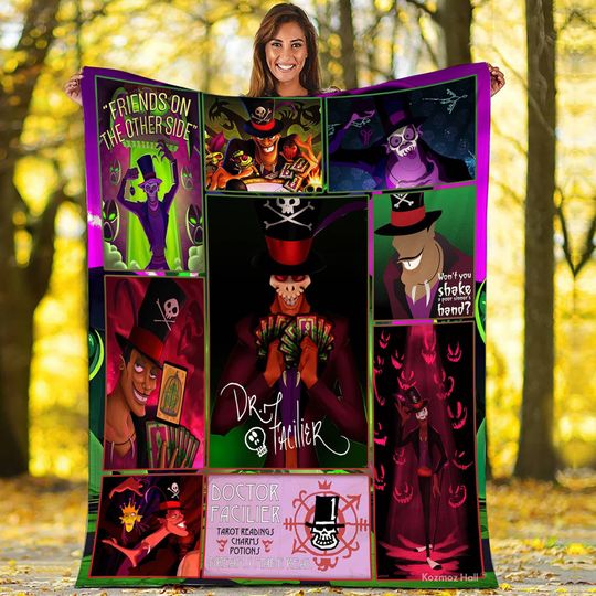 Villains The Princess and the Frog Blanket | Dr. Facilier  I Love Bad Boys Blanket | Magic Kingdom Blanket for Bed Couch Sofa