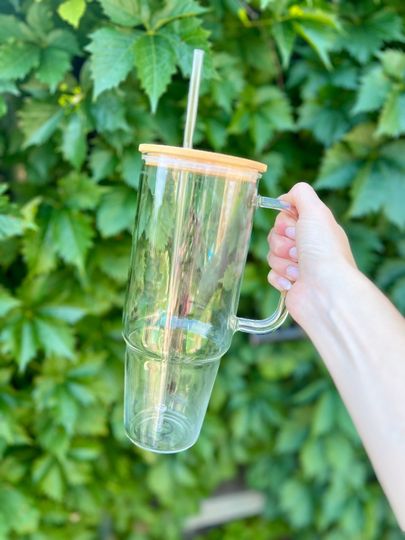 40oz Glass Tumbler, Glass Cups, Coffee Mug, Drinkware, Gift