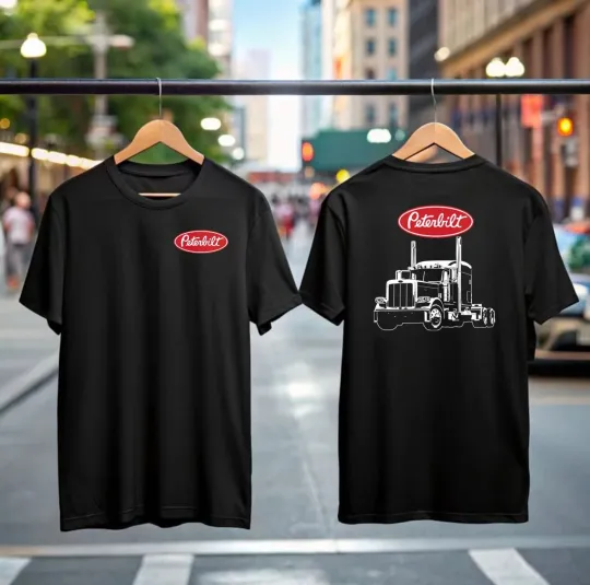 Peterbilt Trucker Logo T-Shirt – Unisex Black Casual Outfit for Dad