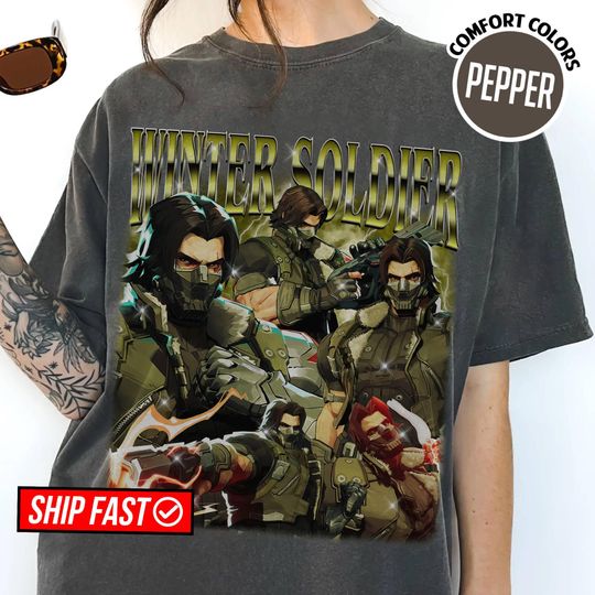 MCU Rivals Winter Soldier Bootleg Rap Tee, Winter Soldier Superhero Graphic Tee, Comic Style Shirt, Soldier Fan Gift