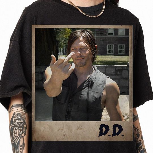 Daryl Dixon Middle Finger Vintage Shirt, Retro Daryl Dixon Bootleg Shirt, The Walking D Movie Tee, Daryl Dixon Fan Gift