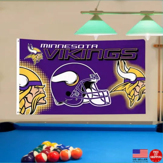 Flag Man Cave Flags Banner Viking SKOL New USA Minnesota Vikings Sign, Gift for Fan
