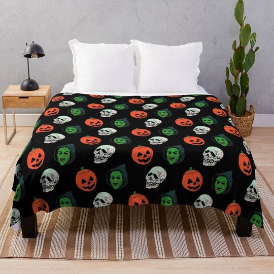 Silver Shamrock Mask Set Throw Blanket