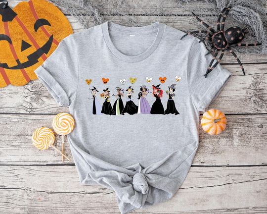 Disney Princess Halloween T-Shirt, Custom Princess Horror Tee, Witches Princess Shirt, Belle Halloween T-Shirt