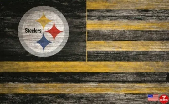 Pittsburgh Flag Man Cave Banner Vintage Wood Style USA New