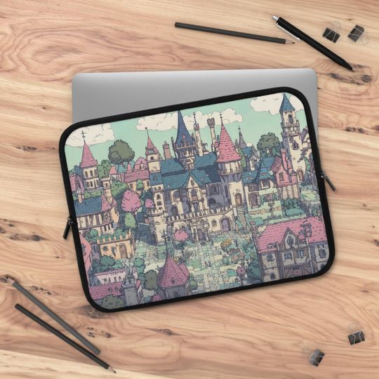 Whimsical Castle Laptop Sleeve, Cute Laptop Case, Fantasy Tech Accessory