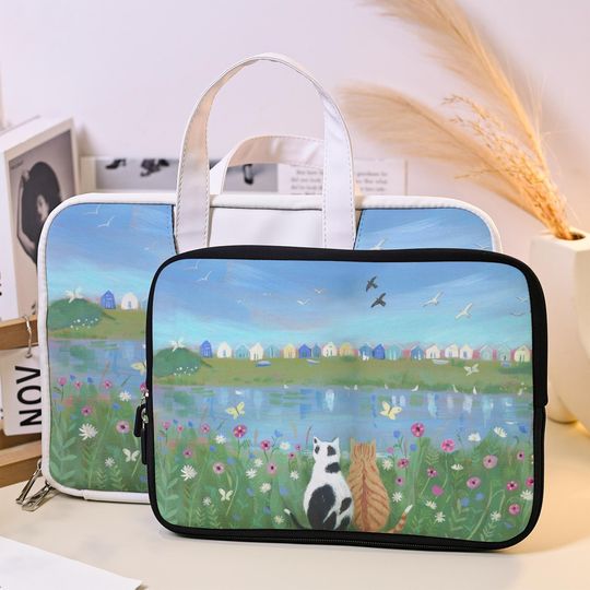 Cute Cartoon Cats Laptop Sleeve,Laptop Case,Leather Laptop Sleeve