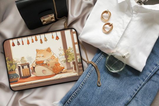 Kawaii Anime Cat Laptop Sleeve 13" 15"  Cute Japanese-Style Laptop Cover