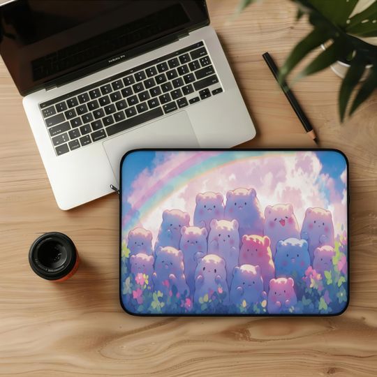 Kawaii Bears Laptop Sleeve, Cute Rainbow Laptop Bag, Colorful Laptop Cover