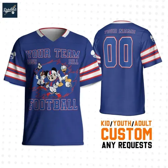 Custom Mickey Bill Team Football Jersey, Disneyland Matching Outfit For Fan, Birthday Gift for Kid