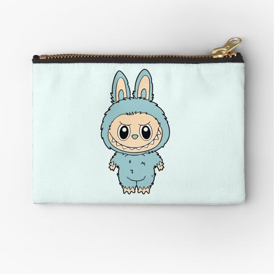 Icy Mischief Labubu – Cute Yet Wild Bunny Monster in Blue” Zipper Pouch, Cute Bags Gift