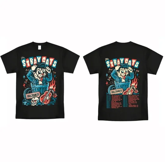 The Stray Cats 2025 Tour T-Shirt Two Sided Unisex