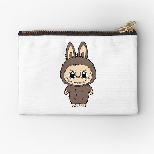 “Classic Labubu Bunny – Cute Mischief in Fuzzy Style | Funny Monster Art Tee” Zipper Pouch