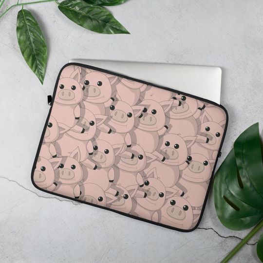 Piggy Print Laptop Sleeve & iPad Case, Neoprene Protective Cover, Farm Animal Design