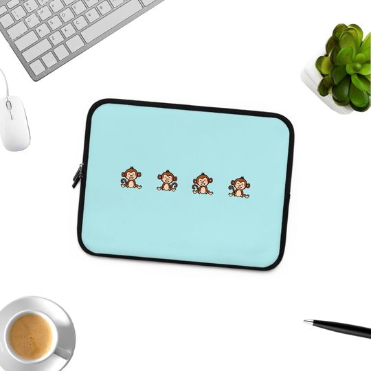 Monkey Laptop and iPad Sleeve, Monkeys Lover Laptop Sleeve, Monkey Gift Laptop Sleeve