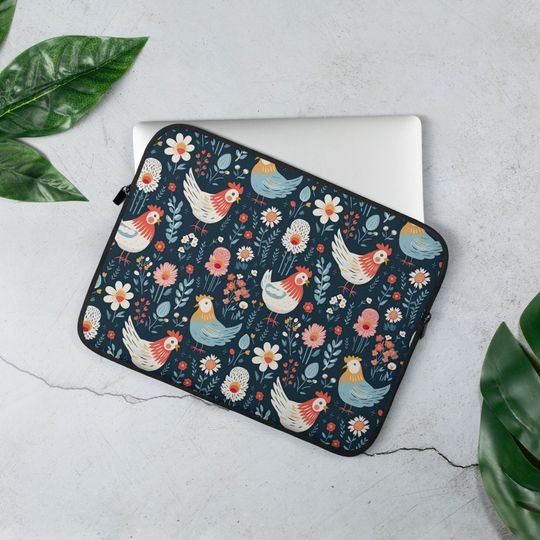 Chicken Laptop Sleeve, Hen Laptop Case, Farm Laptop Sleeve, Country Laptop Pouch