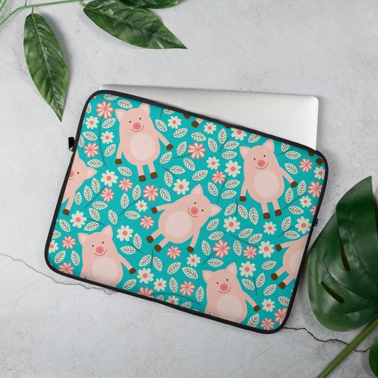 Piggy Print Laptop Sleeve 13/15 Inch, Neoprene Protective Case for Laptop and iPad