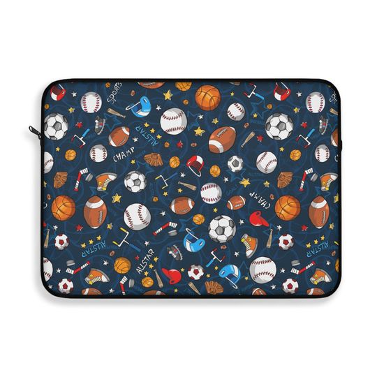 Sports Theme Laptop Sleeve for School and Tech Accessories