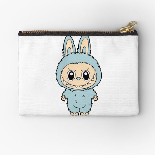 “Blue Bunny Labubu – Chill Mischief in Pastel Fur | Cute Monster Character Design” Zipper Pouch