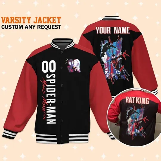 Custom Spiderman Miles Morales Couple Baseball Jackets, Disney Jacket, Baseball Team Outfit, Disney Uniform Varsity