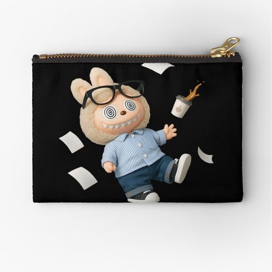 Labubu Office Coffee Chaos Costume Live Zipper Pouch, Cute Bags Gift, Gift for Fan