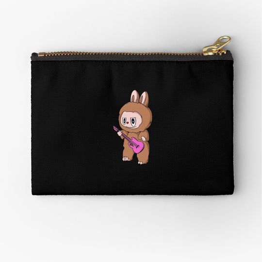 Labubu playing gitar Zipper Pouch, Cute Bags Gift, Gift for Fan