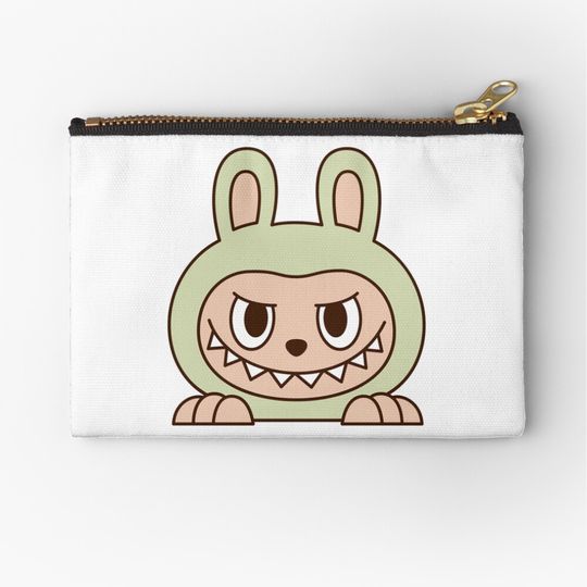 Labubu Green Grape Peeker Cute Character Zipper Pouch, Cute Bags Gift, Gift for Fan