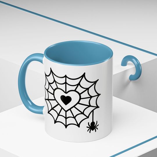 Spiderweb Heart Accent Coffee Mug , Cute Halloween Gift, Spider Lover's Mug, Unique Home Decor, Trick or Treat, Autumn Vibes, Secret Santa